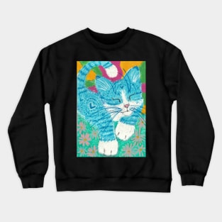 blue cat Crewneck Sweatshirt